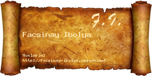 Facsinay Ibolya névjegykártya